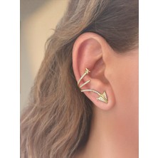 QA Quella Accessories Özel Seri  Ok Zirkon Delikli Kıkırdak Küpe