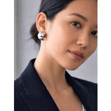 QA Quella Accessories Özel Seri  Bombeli Disko Topu Gümüş Küpe