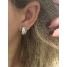 QA Quella Accessories Xuping Gömme Zirkon Bombe Halka Gümüş Küpe