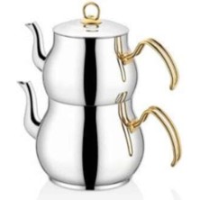 Feyza Design Beyaz Çelik Aile Boy Çaydanlık Takımı, Dayanıklı ve Şık Tasarım