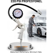 Creatividad Solutions Profesyonel Lastik Şişirme Tabancası ve Hava Saati 220 Psı 16 Bar Çelik Alaşım Güçlü Gövde 722642
