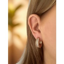 QA Quella Accessories Xuping Halka Full Zirkon 14K Soft Rose Gold Küpe