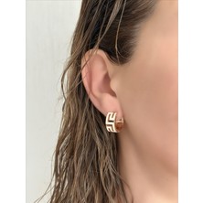 QA Quella Accessories Rodyum Halka Grek  Beyaz 14K Rose Gold Küpe