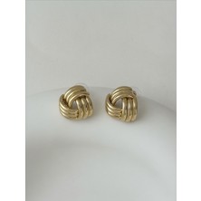 QA Quella Accessories Rodyum Sarmal Düğüm  14 Ayar Altın Kaplama Gold Küpe