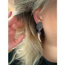 QA Quella Accessories Özel Seri   Siyah Zirkon Sallantılı Soft Rose Küpe