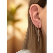 QA Quella Accessories Xuping Tasarım Dizi Zirkon Sallantılı Soft Rose-Gold Küpe