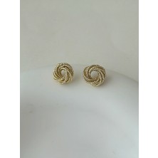 QA Quella Accessories Rodyum Işıl Düğüm Halka  14 Ayar Altın Kaplama Gold Küpe