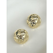 QA Quella Accessories Xuping Dalgalı Desen Top  14 Ayar Altın Kaplama Gold Küpe