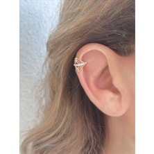 QA Quella Accessories Xuping Mini Üçgen Tasarım Zirkon Earcuff Kıkırdak Gold Küpe