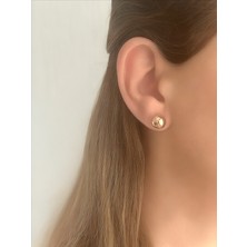 QA Quella Accessories Xuping Parlak Top  14 Ayar Kaplama Açık Rose Gold Küpe