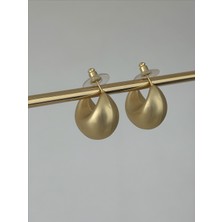 QA Quella Accessories Rodyum Bombe Kıvrım Damla 14 Ayar Altın Kaplama Mat Gold Küpe