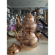 Feyza Design El Işçiliği Bakır Demlik ve Çaydanlık Takımı, Şık ve Zarif Tasarım