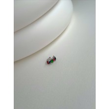 QA Quella Accessories Xuping Mini Zirkon Renkli Earcuff Kıkırdak Gümüş Küpe