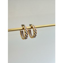 QA Quella Accessories Çelik Halka R   Üç Renk Gold Küpe