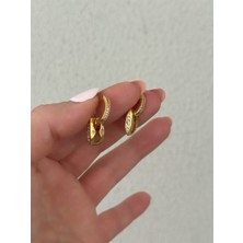 QA Quella Accessories Özel Seri  Zirkon Ataç  18K Gold Küpe