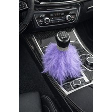 Işıltı Design Kadınlara Özel Kristal Taş Detaylı Tüylü Oto Vites Süsü Lila