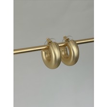 QA Quella Accessories Rodyum Bombe Kalın Halka 14 Ayar Altın Kaplama Mat Gold Küpe