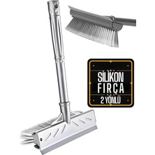Creatividad Solutions Fırçalı ve Silikon Uçlu Cam Sil Çekçek 2 Yönlü Temizlik Fırçası – 35X22 cm | Süpürme ve Sıyırma Fonksiyonlu | Ergonomik Saplı 423698