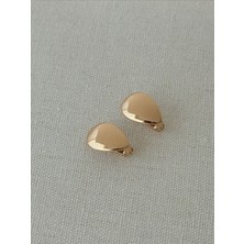 QA Quella Accessories Rodyum Düz Damla 14K Soft Rose-Gold Küpe