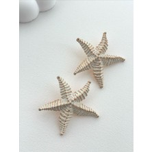 QA Quella Accessories Özel Seri Deniz Yıldızı Krem Gold 14K Küpe