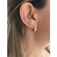 QA Quella Accessories Xuping Mini Halka Kareli Çift Renk Gold Küpe