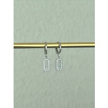 QA Quella Accessories Rodyum   Zirkon Taş 14 Ayar Gümüş Kaplama Küpe