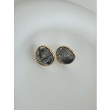 QA Quella Accessories Özel Seri Tasarım Gradyan Reçine Vintage  14K Altın Kaplama Gold Küpe