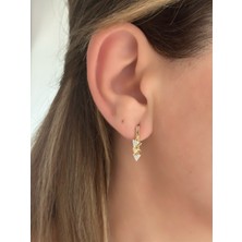 QA Quella Accessories Xuping Mini Üçgen Sallantılı Soft Rose Gold Küpe