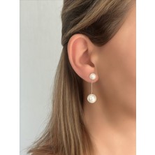 QA Quella Accessories Xuping Çift Top Inci Sallantılı Soft Rose Gold Küpe