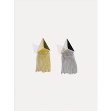 QA Quella Accessories Özel Seri Ok Plaka Zincir Sallantılı Earcuff Gümüş & Gold Kıkırdak Küpe - Gold