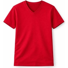 Marsilyan Genç Kız Çocuk V Yaka Tişört Model - Kırmızı