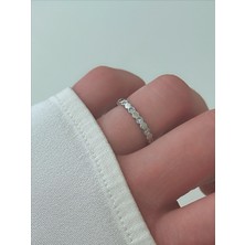 QA Quella Accessories Özel Seri Petek  Zirkon Taşlı 14 Ayar Gümüş Kaplama Silver Yüzük Size: 7