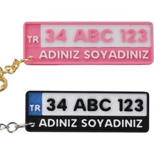 Lina Hobby Kişiye Özel Isimli ve Plakalı Anahtarlık Seti - Sevgililere Özel Mavi Pembe 2 Adet