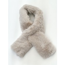 QA Quella Accessories Kürklü Içten Geçmeli Bej Atkı