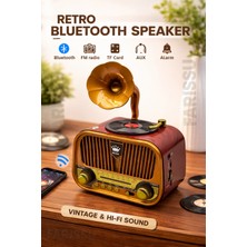 Feyza Design Nostaljik Gramofon Tasarımlı Bluetooth Radyo, Fm/am/sw, USB ve Tf Kart Desteği