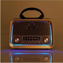 Feyza Design Renkli Ledli Bluetooth Radyo, USB ve Sd Kart Çalar, Nostaljik Tasarım