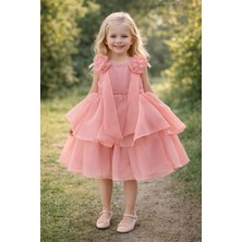 Tarz Çocuk Pembe Kat Kat Tüllü Kız Çocuk Abiye Elbise 3-6 Yaş – Doğum Günü, Düğün ve Özel Gün Elbisesi
