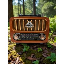 Feyza Design Solar Panelli USB Bluetooth Radyo, Şarjlı ve Nostaljik Tasarım