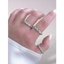 QA Quella Accessories Özel Seri  Zirkon  x  Gümüş-Gold Ayarlanabilir Yüzük