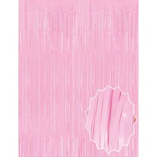 Hayat Store Soft Pembe Püsküllü Kapı Perdesi - Parti, Baby Shower, Cinsiyet Partisi 1x2 M - Lisinya