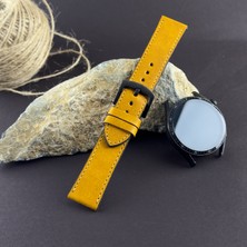 Kuzgun Deri Samsung Watch Seri 3 4 5 6 7 40 41 44MM, Fe, Active, Gear Serileriyle Uyumlu Hakiki Italyan Pueblo Deri El Yapımı 20MM Akıllı Pimli Deri Saat Kordonu