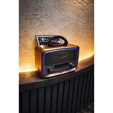 Feyza Design Vintage Tarzı USB Fm Bluetooth Radyo, Panelli ve Nostaljik Tasarım
