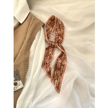 QA Quella Accessories Başak Desenli Kiremit Rengi Bandana-Fular-Çanta-Saç Aksesuarı