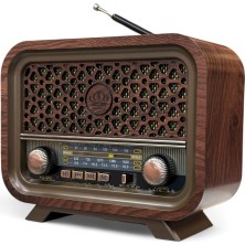 Feyza Design Ahşap Görünüm Nostaji Radyo, Şık Tasarım ve Bluetooth Özelliği ile