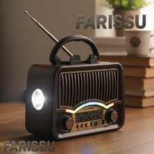 Feyza Design Solar Şarjlı Retro Radyo, Bluetooth, Usb/tf, El Feneri ile Çok Fonksiyonlu