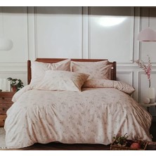 Karamanlı Home 2 Adet Fermuarlı Yastık Alezi Hediyeli % 100 Pamuk  Ranforce Çift Kişilik Nevresim Takımı Pudra 4 Parça 200X 220CM Nefes Alır Terletmez