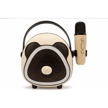 Esranın Dünyası Çocuklara Özel Retro Tasarımlı Bluetooth Karaoke Mikrofon ve Ahşap Tripodlu –koyu Kahverengi