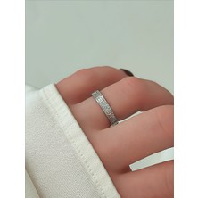 QA Quella Accessories Özel Seri Crter Love  Zirkon Taş Gümüş Kaplama Silver Yüzük Size: 7