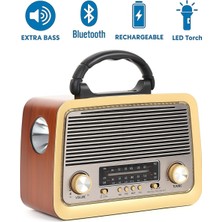 Feyza Design Eskitme Tasarımlı Bluetooth Radyo, Fm, Sd Kart ve Aux ile Çok Fonksiyonlu