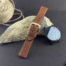 Kuzgun Deri Samsung Watch Seri 3 4 5 6 7 40 41 44MM, Fe, Active, Gear Serileriyle Uyumlu Hakiki Italyan Pueblo Deri El Yapımı 20MM Akıllı Pimli Deri Saat Kordonu